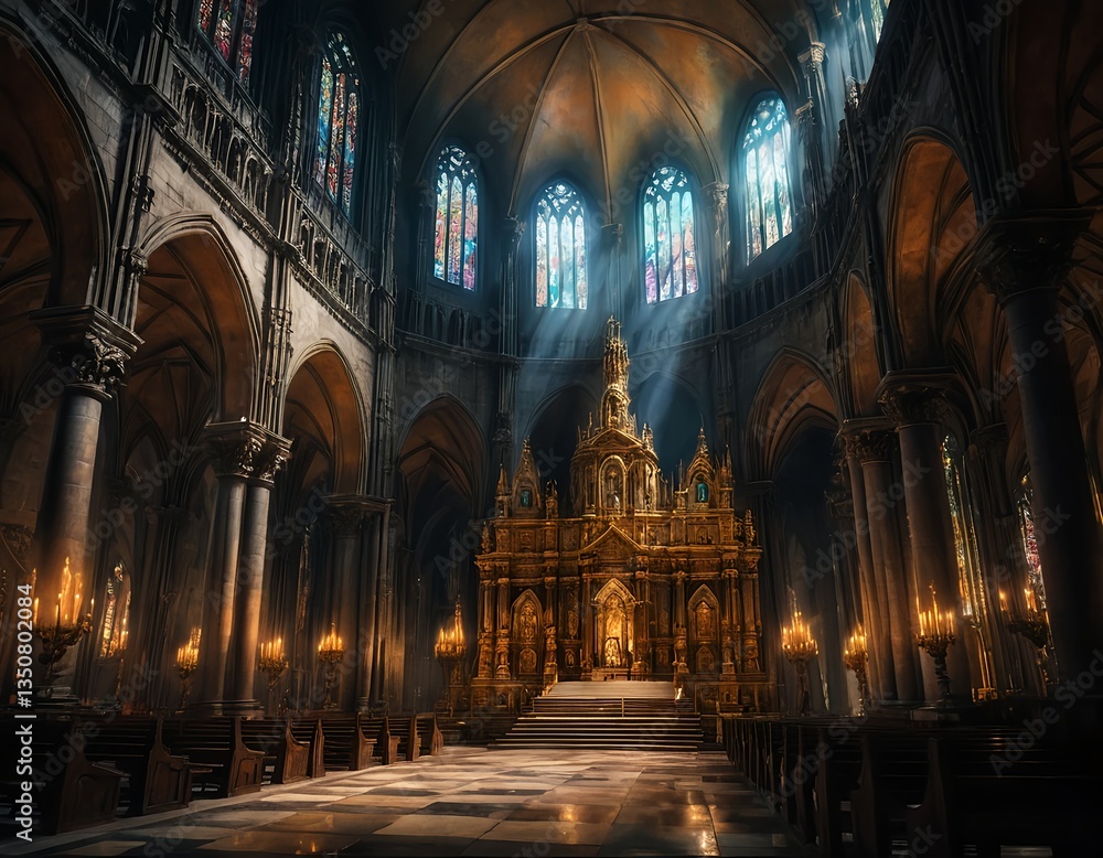 Golden Altar in a Gothic Cathedral Golden Altar in a Gothic Cathedral