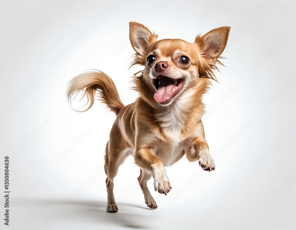 Joyful Chihuahua Puppy in mid-air jump Joyful Chihuahua Puppy in mid-air jump