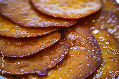 Obraz na plátně Malpua, or sometimes shortened to pua, is a sweetened breakfast served with morn