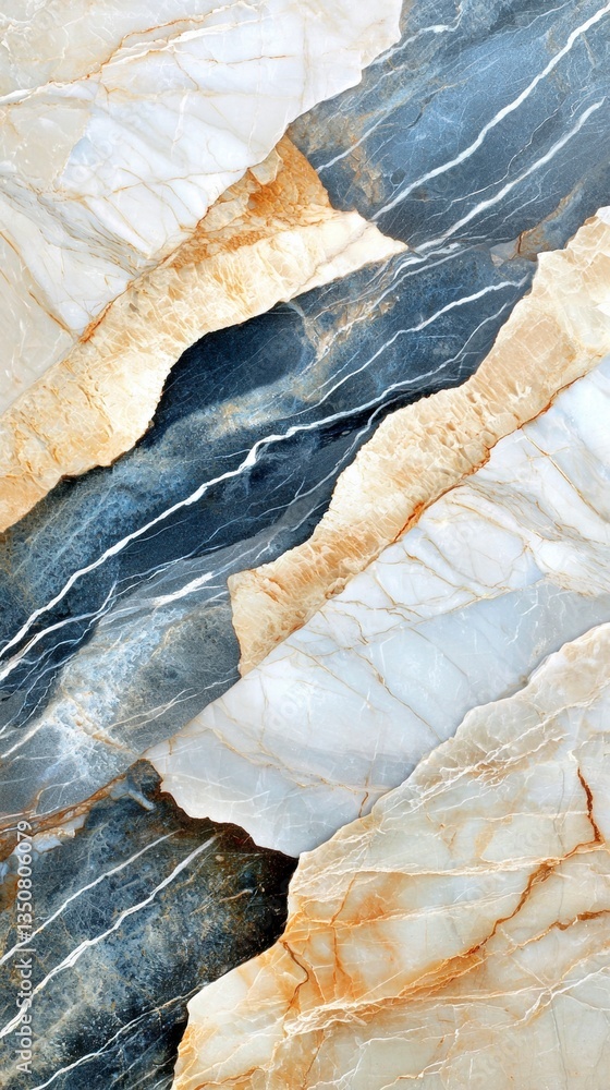 Fototapeta premium Abstract Marble Texture Blue, Beige, and White Swirls