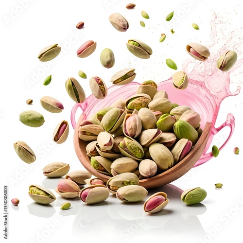 Wallpaper Mural Pistachios Splashing in Pink Liquid Torontodigital.ca
