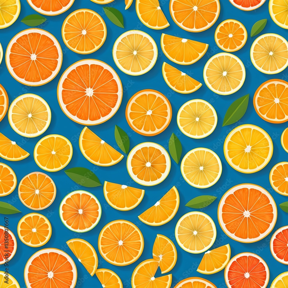 Vibrant Citrus Fruit Slices Seamless Pattern Vibrant Citrus Fruit Slices Seamless Pattern