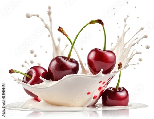 Wallpaper Mural Cherries Splashing in Milk Torontodigital.ca