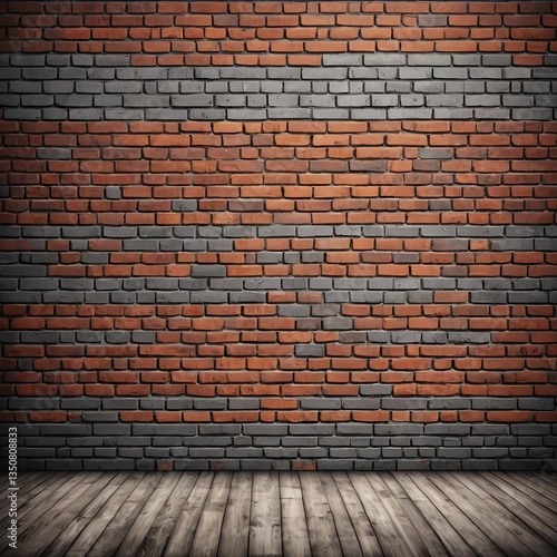 Red and Gray Brick Wall with Wooden Floor
