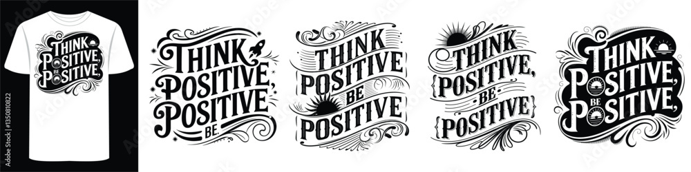 Fototapeta premium T-Shirt Designs with Inspiring Words to Lift of Spirit and Ignite Determination