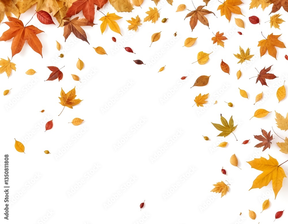 Autumn Leaves Frame on White Background Autumn Leaves Frame on White Background