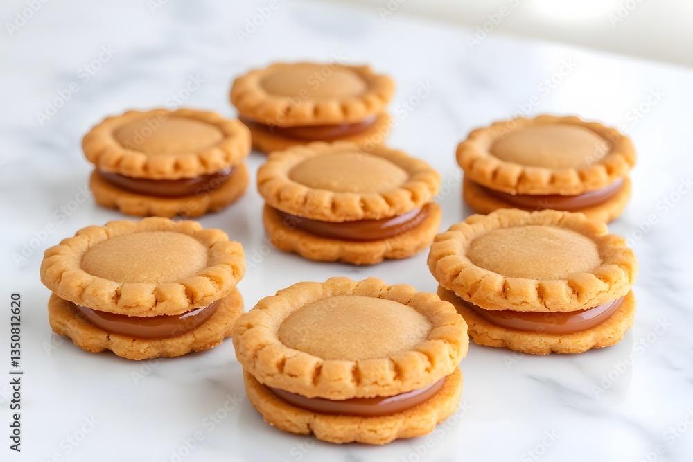 Delicious Caramel Filled Butter Cookies on Marble Delicious Caramel Filled Butter Cookies on Marble