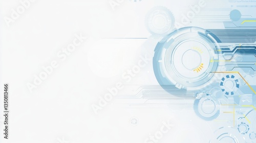Abstract technological design background with interconnected circles and lines.  Possible use Website banner, presentation slide