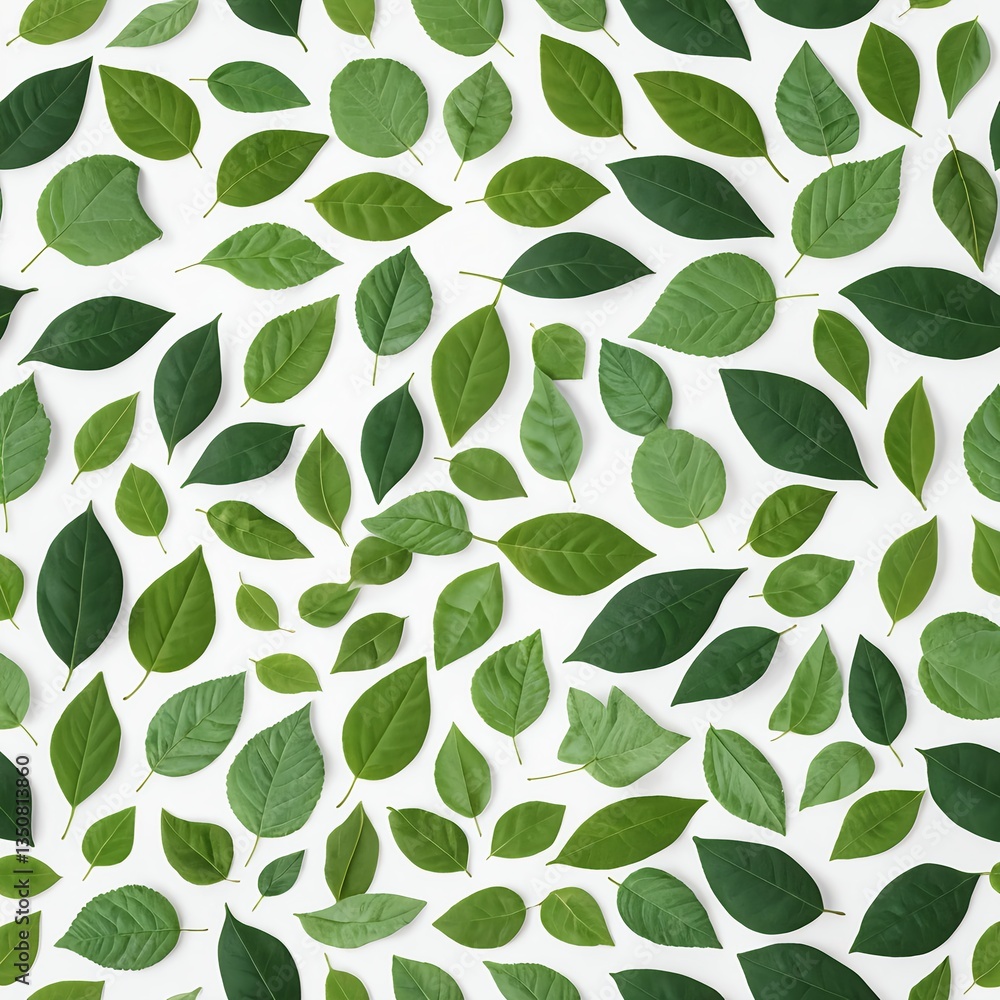 custom made wallpaper toronto digitalGreen Leaves Pattern on White Background