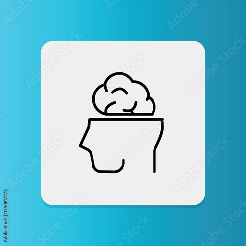 Brain protection icon. Editable stroke. Vector illustration