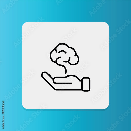 Brain protection icon. Editable stroke. Vector illustration