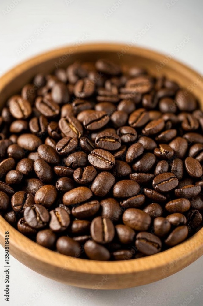 Fototapeta premium a close up of a bowl of coffee beans on a table