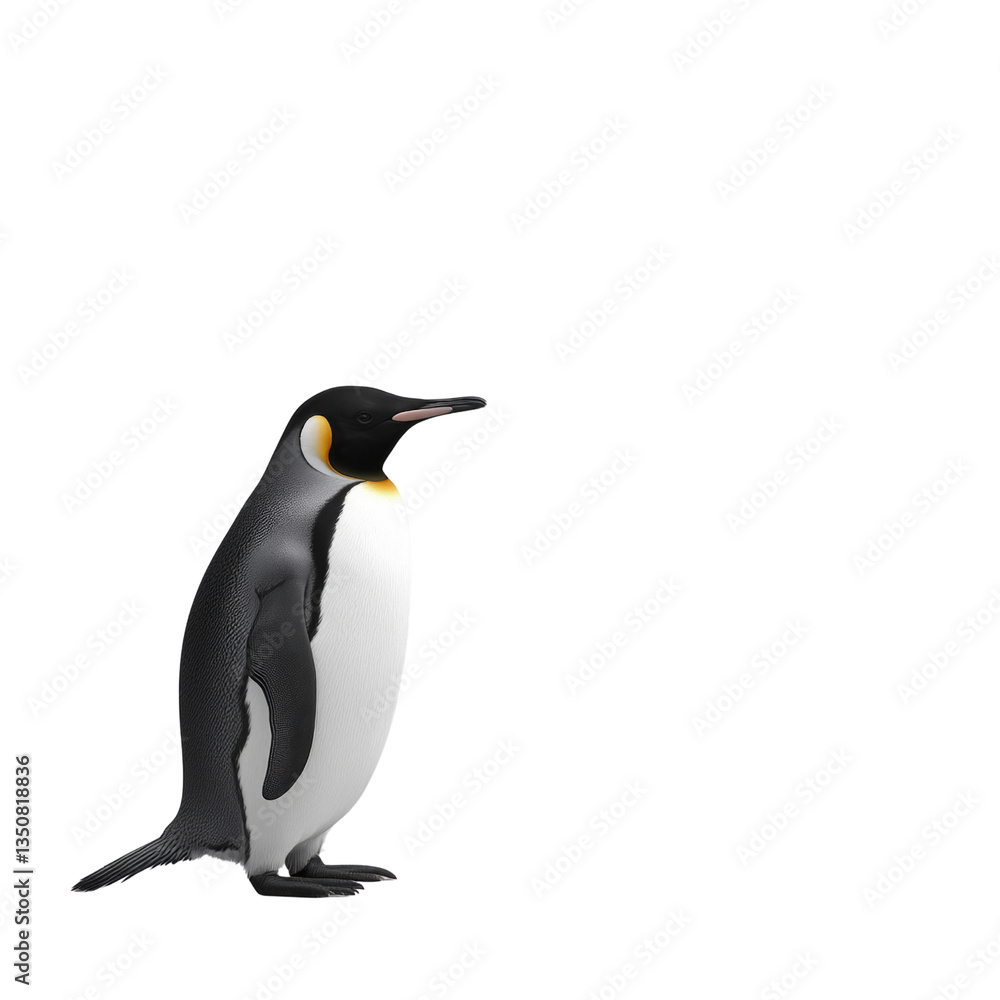 Fototapeta premium A penguin stands on a white background