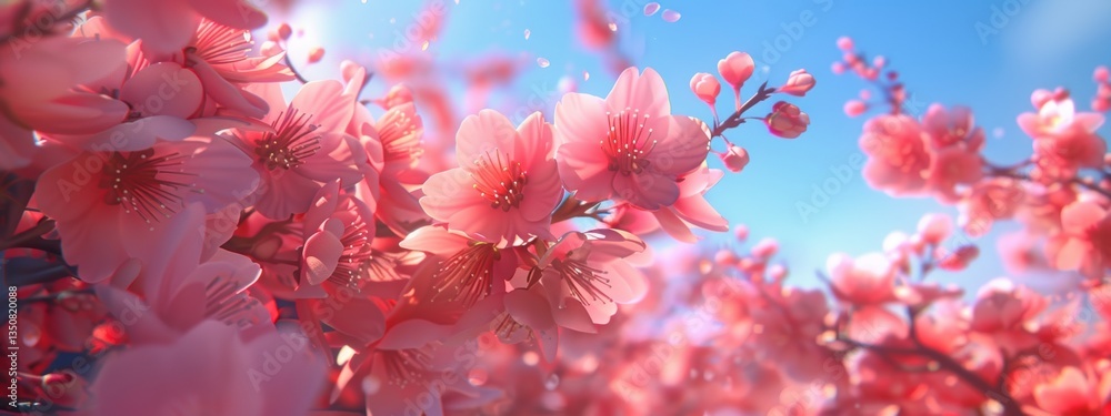 Close up of a pink flower with a blue sky in the background Close up of a pink flower with a blue sky in the background