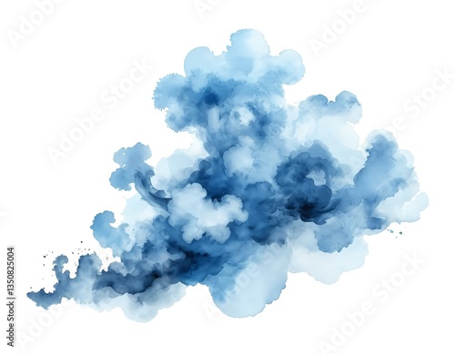 Wallpaper Mural Abstract Blue Ink Wash, Watercolor Cloud Torontodigital.ca