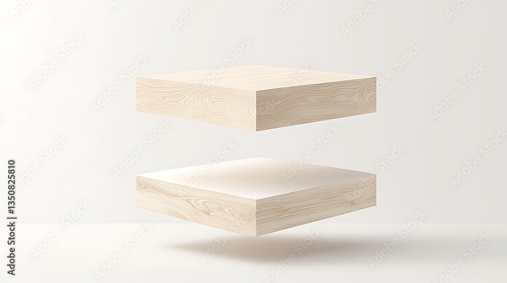 Floating Wooden Cubes with Minimalist Display. Floating Wooden Cubes with Minimalist Display.