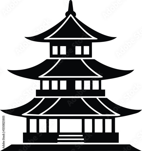 Pagoda Silhouette Vector Design, Pagoda Icon