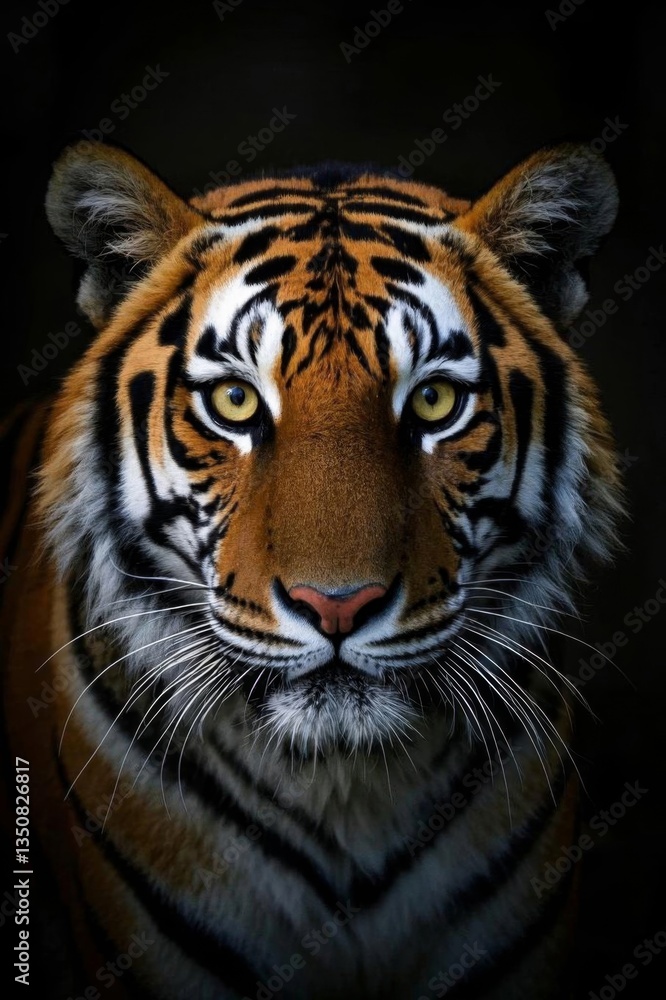 Fototapeta premium a close up of a tiger ' s face with a black background