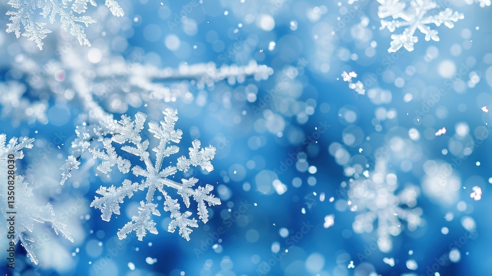 Blue sky with snowflakes falling on it Blue sky with snowflakes falling on it