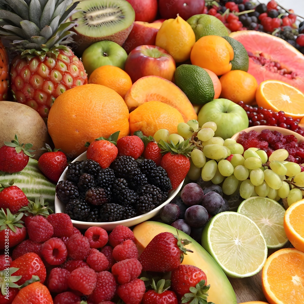 fresh fruits on a white background fresh fruits on a white background