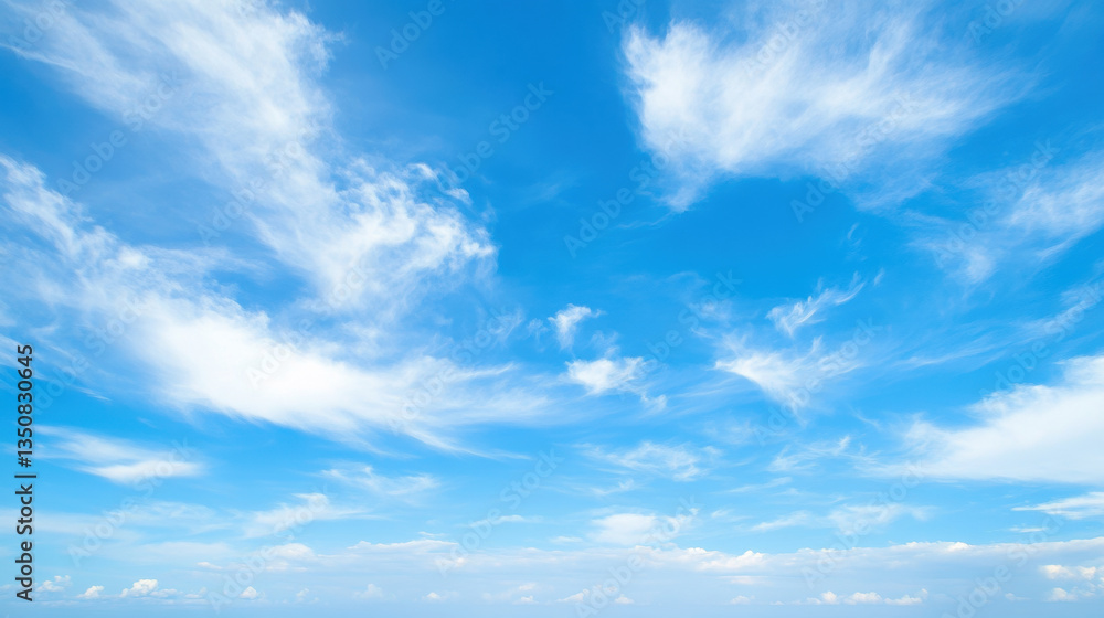 Endless blue sky with wispy stratus clouds creating peaceful atmosphere, perfect for relaxation and inspiration