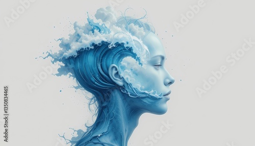 Serene Water Woman, Abstract Art, Abstract art of a woman's face formed by water.