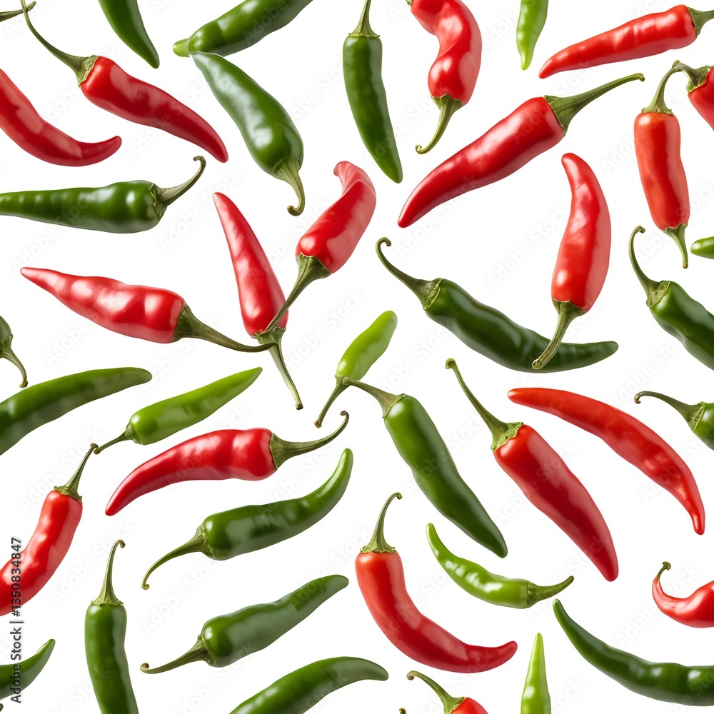 Floating Red and Green Chili Peppers Floating Red and Green Chili Peppers