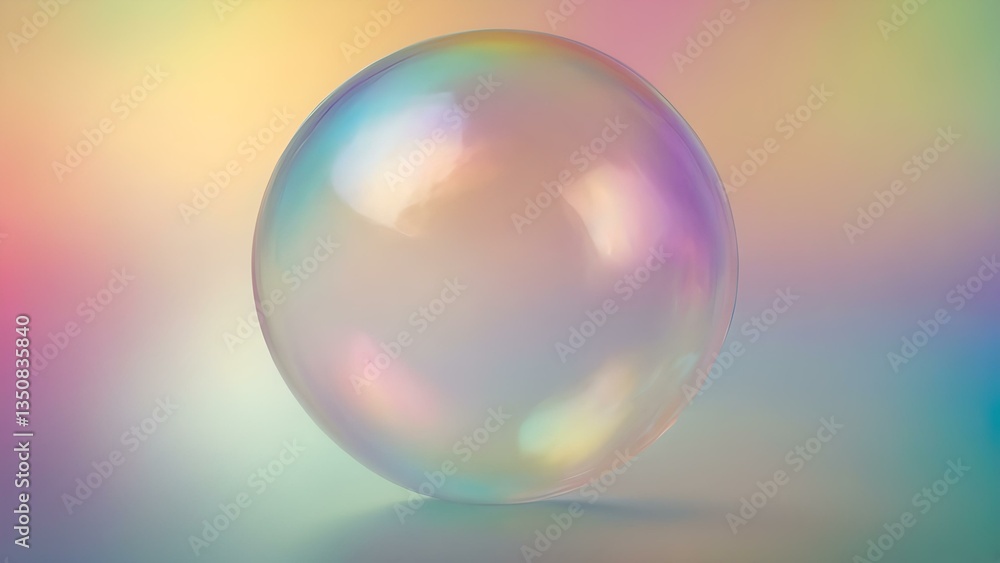 Obraz premium Iridescent Soap Bubble Reflecting Vivid Colors on a Multicolored Abstract Background