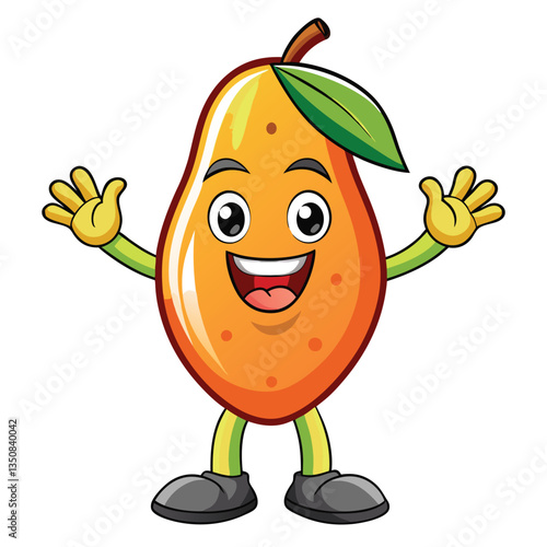 Happy cartoon papaya with welcoming arms