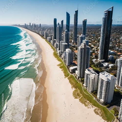 Wallpaper Mural Aerial View of Gold Coast Skyline and Beach Torontodigital.ca