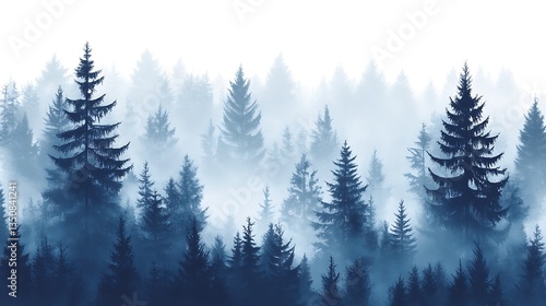 Misty Pine Forest Landscape