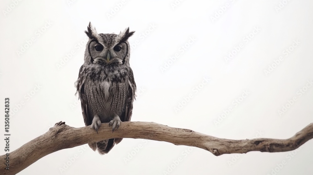 Obraz premium Owl Illustration on Branch with White Background