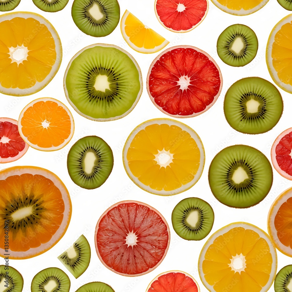 Fototapeta premium Colorful Fruit Slices Pattern