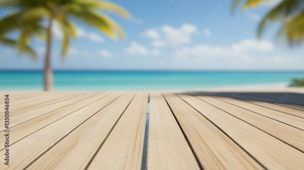 Fototapeta premium Wooden pier extending into calm waters, bathed in natural light, evoking tranquility and timeless serenity. 