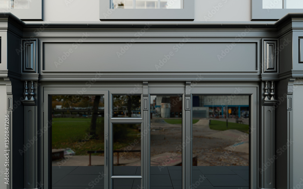 Blank storefront sign on a concrete building mockup. Perfect for showcasing branding designs for restaurants, shops, or businesses. Blank storefront sign on a concrete building mockup. Perfect for showcasing branding designs for restaurants, shops, or businesses.