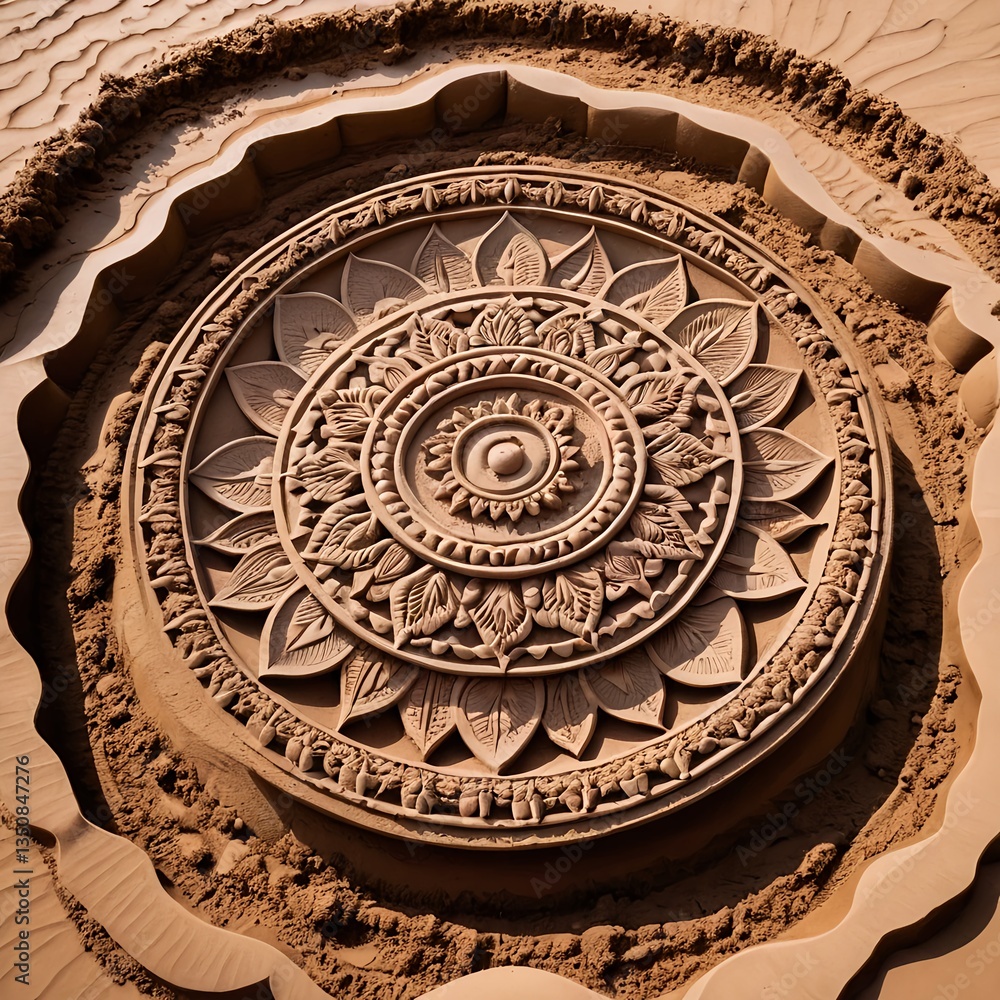 Naklejka premium Intricate Sand Mandala Design