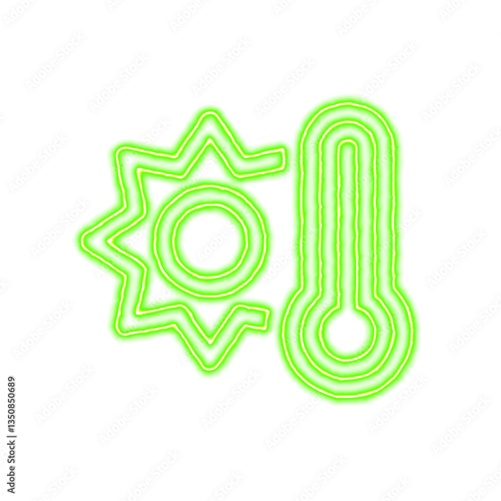 Icon temperature hot from the flow of energy of green color. Shimmering neon Icon temperature hot from the flow of energy of green color. Shimmering neon