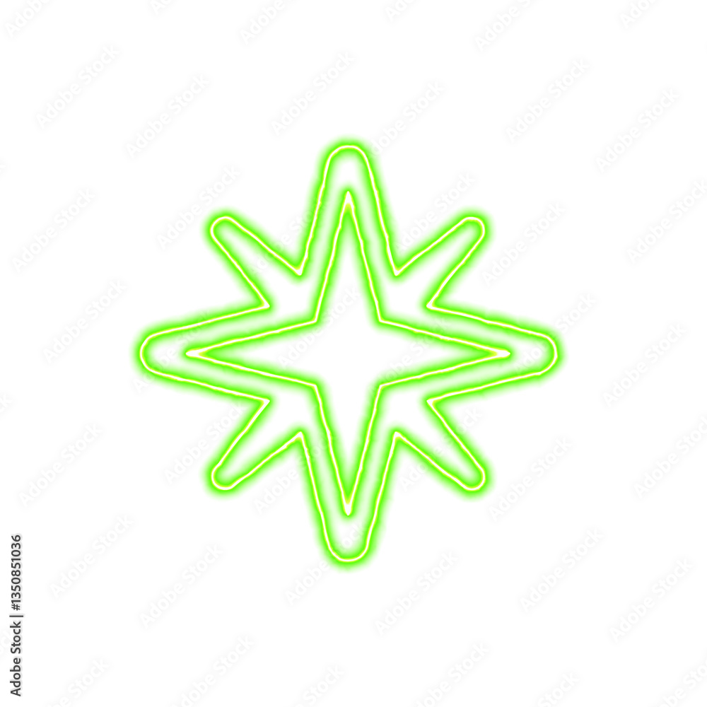 Fototapeta premium Icon star christmas from the flow of energy of green color. Shimmering neon