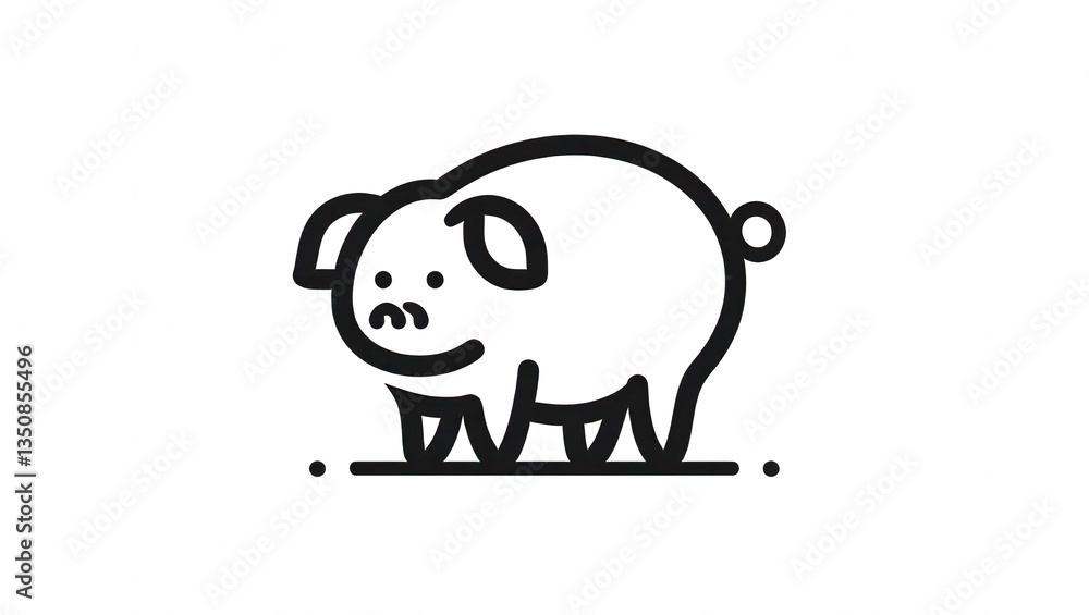 Playful cartoon pig illustration digital art whimsical style minimalist design Playful cartoon pig illustration digital art whimsical style minimalist design