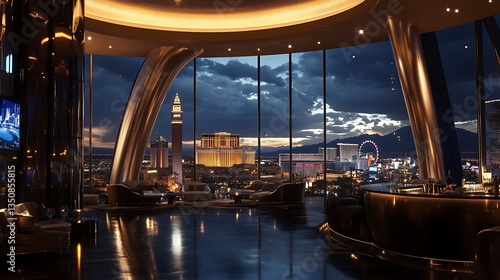 Resplendent Night View from a Las Vegas Rooftop Lounge