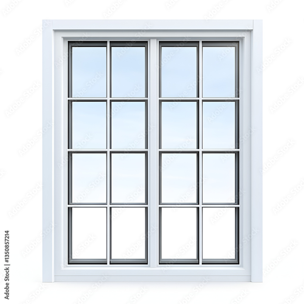 Classic White Window Frame with Clear Glass and Minimalist Style Classic White Window Frame with Clear Glass and Minimalist Style