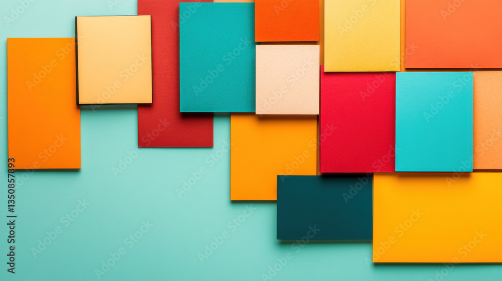 Stationary background, Artistic watercolor paper pad featuring paint swatches with high fidelity detail. Stationary background, Artistic watercolor paper pad featuring paint swatches with high fidelity detail.