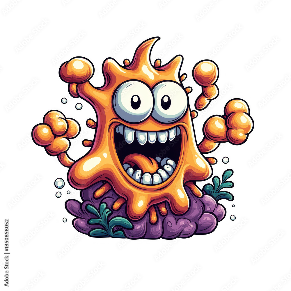 Fototapeta premium Playful cartoon creature underwater scene digital art colorful environment close-up view fun concepts for kids on transparent background