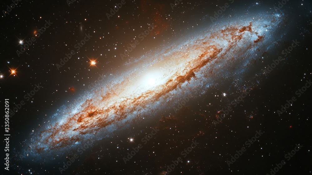 Obraz premium NGC 4565: The Needle Galaxy, a Stunning Spiral Galaxy