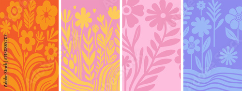 Floral botanic Pattern Backgrounds for Modern Art Prints Posters and Placards.