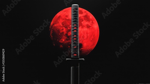 Blood moon katana night sky fantasy artwork
