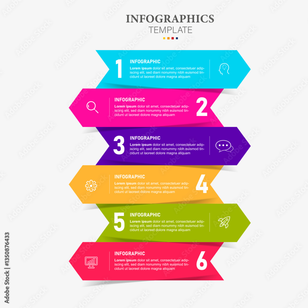 arrow infographic template vector with 6 options arrow infographic template vector with 6 options