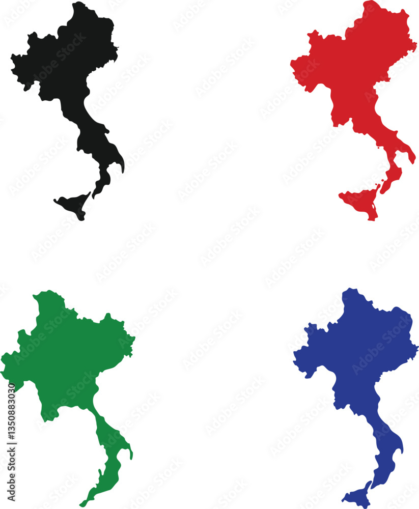 Obraz premium Thailand map icon set vector illustration