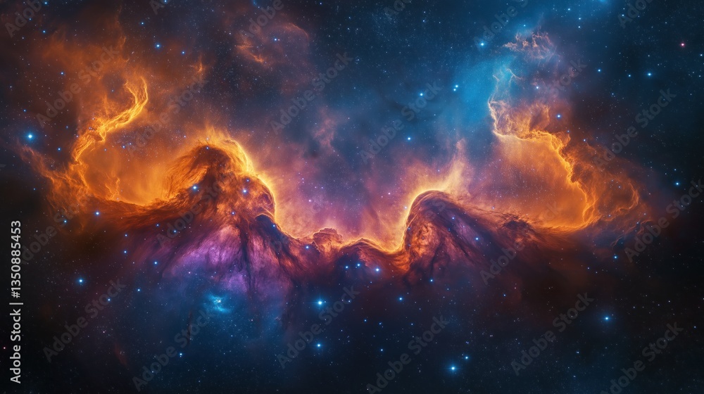 Photograph of a vibrant and colorful cosmic nebula Photograph of a vibrant and colorful cosmic nebula