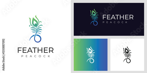 Vector Simple peacock feather logo icon design, beauty animal tail logo idea